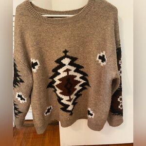 Brown Aztec Western Sweater